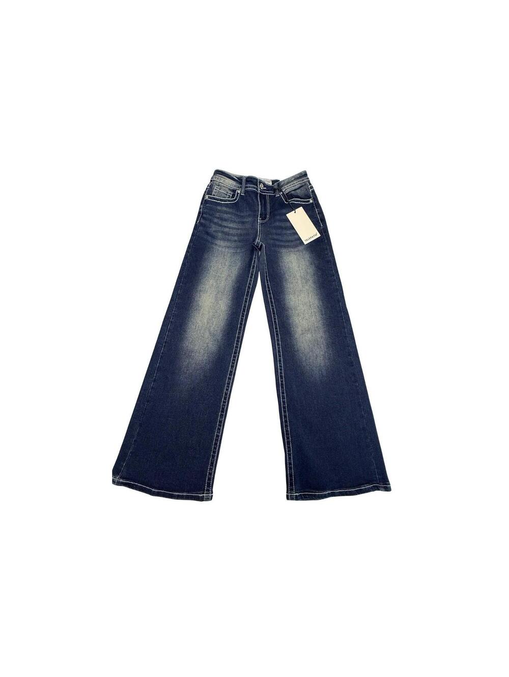 Telepatía Women’s Wide Leg Jeans Size 7/28 Mid Rise Rhinestone Pockets Y2k Style